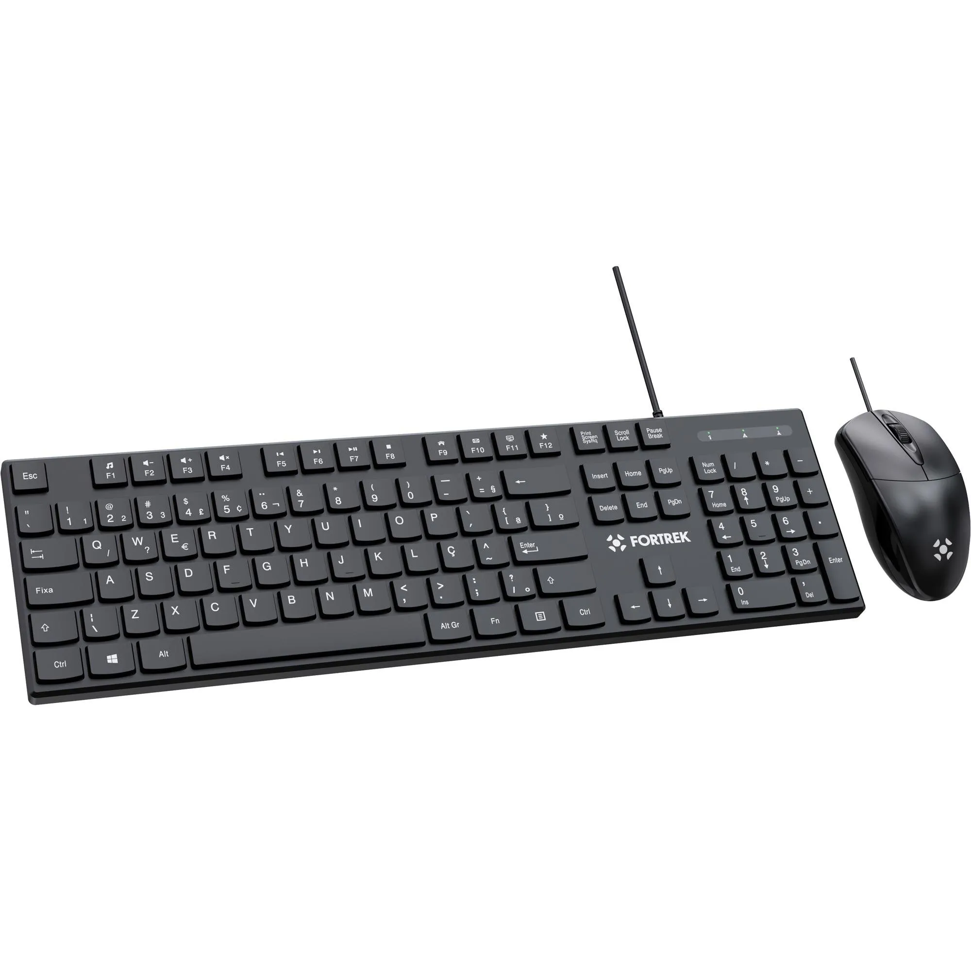 Kit Mouse e Teclado Fortrek C13 Office USB ABNT2 Preto