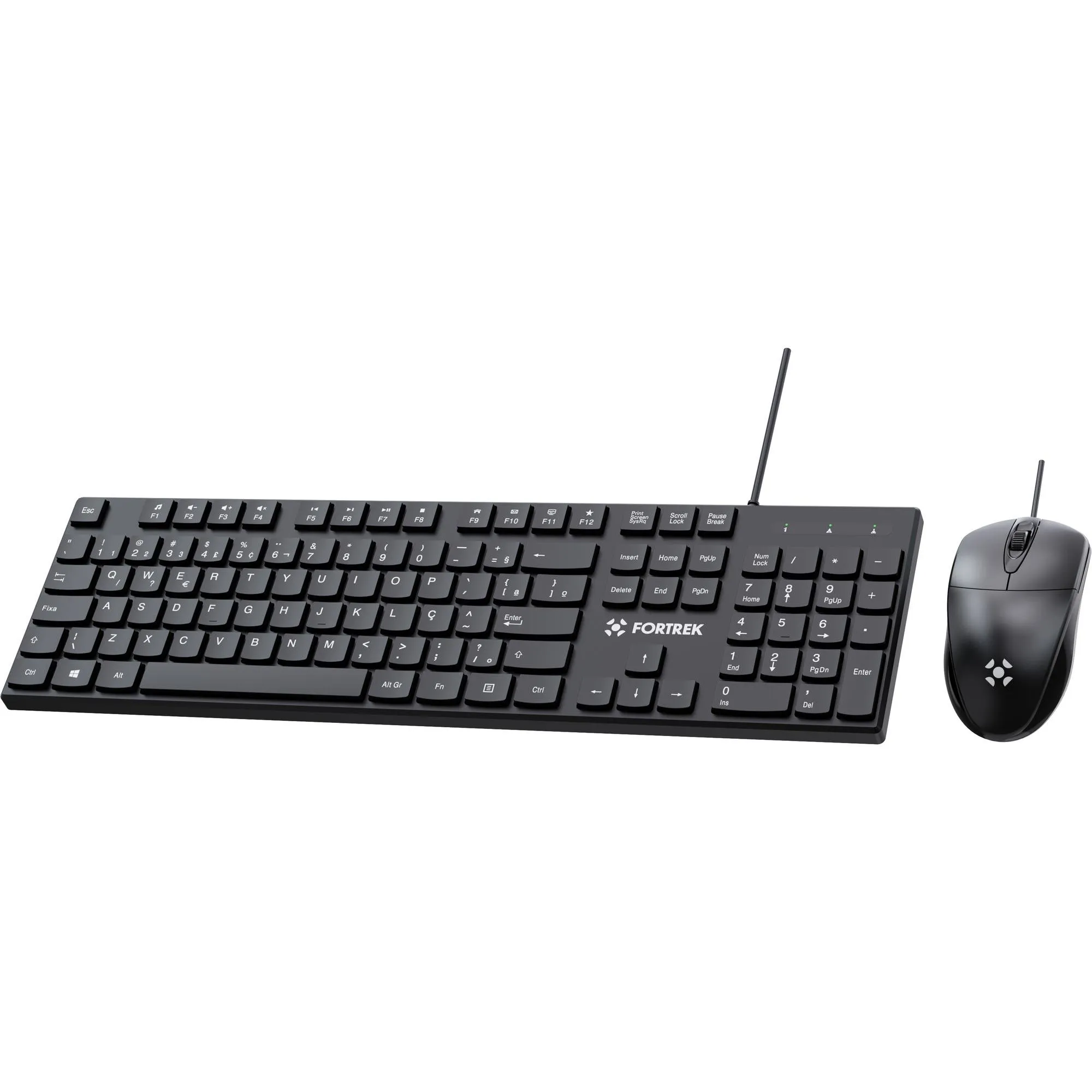 Kit Mouse e Teclado Fortrek C13 Office USB ABNT2 Preto