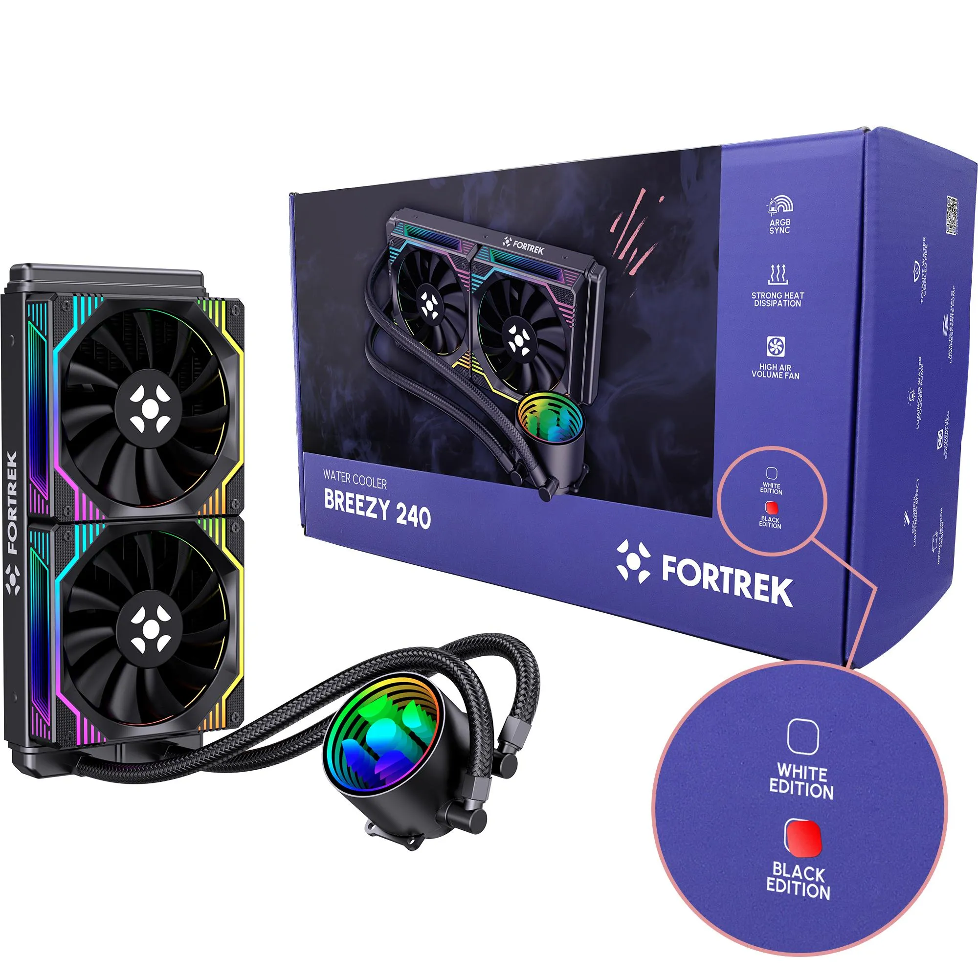 Water Cooler Fortrek Breezy 240 mm Fan Duplo Preto