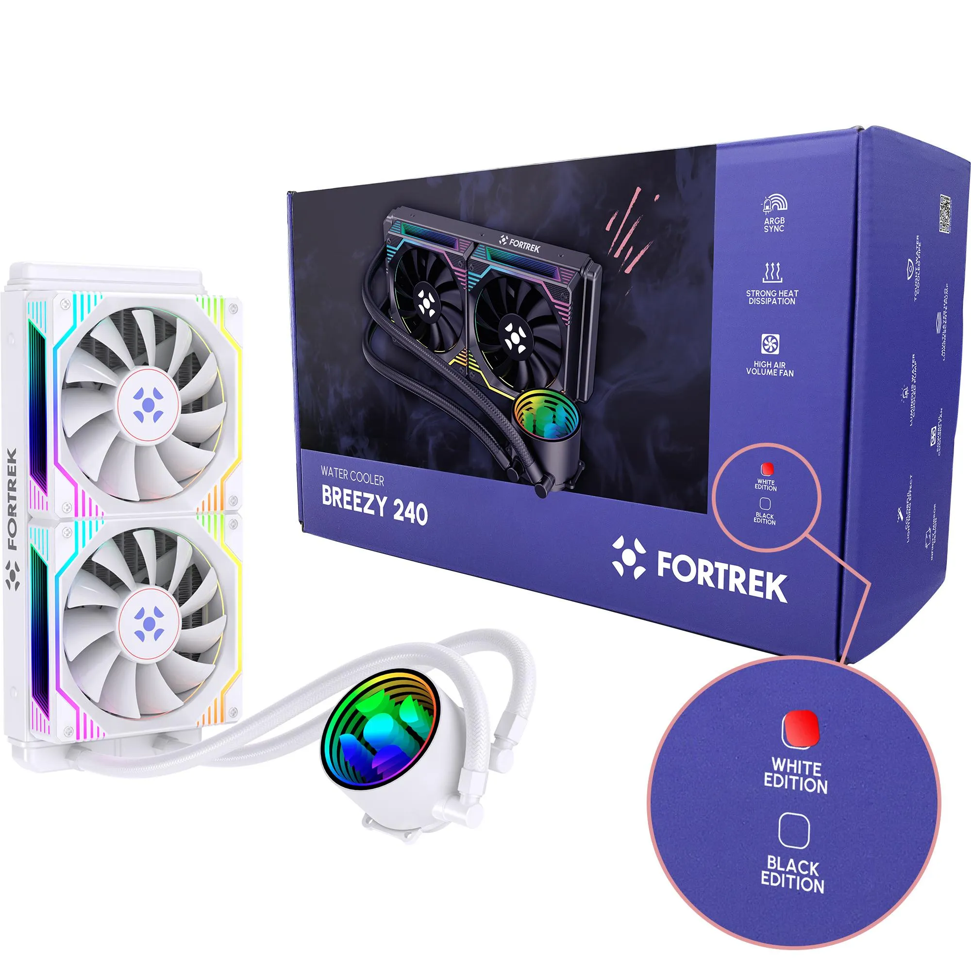 Water Cooler Fortrek Breezy 240 mm Fan Duplo Branco