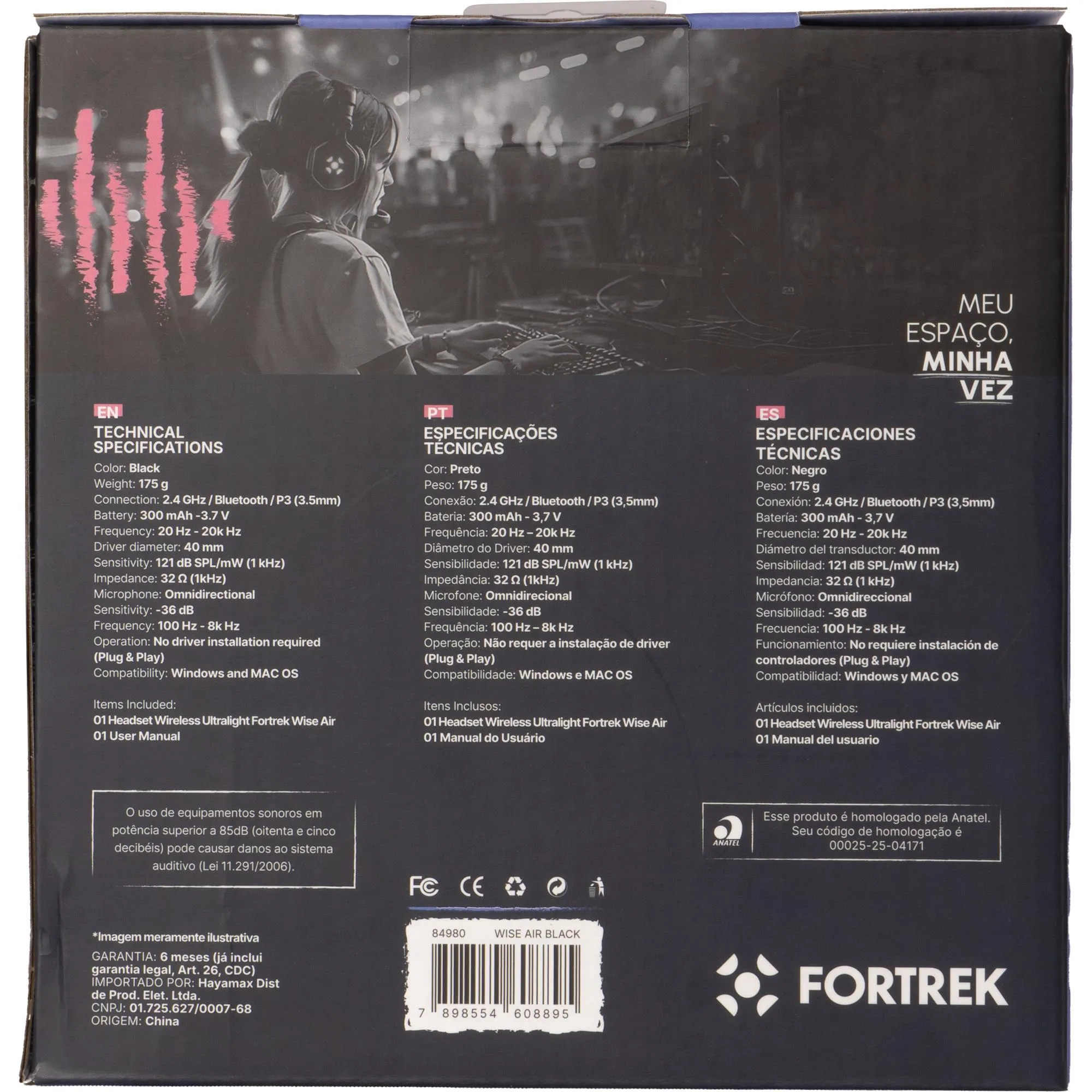 Headset Fortrek Wise Air Wireless Preto