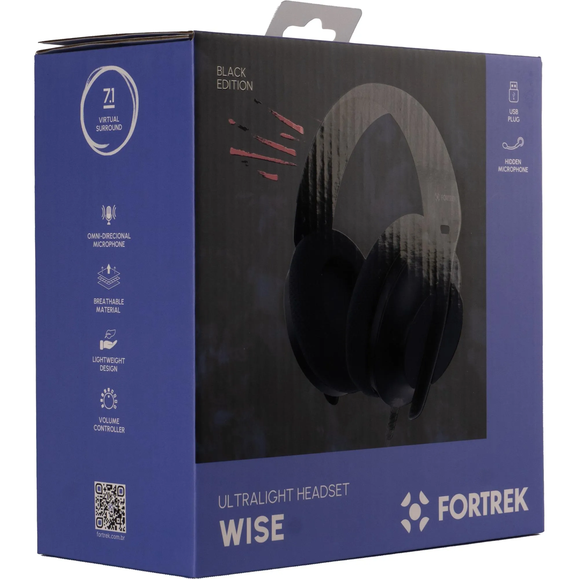 Headset 7.1 Fortrek Wise Preto