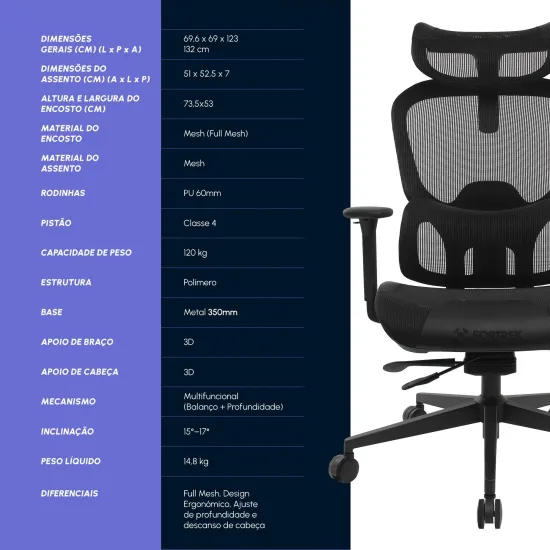 Cadeira Ergonômica Fortrek Ergo One Premium Mesh