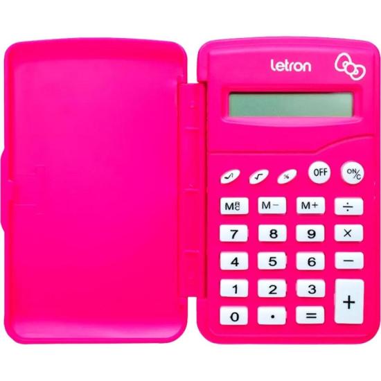 Calculadora Flip Letron Hello Kitty 8 Dígitos Rosa