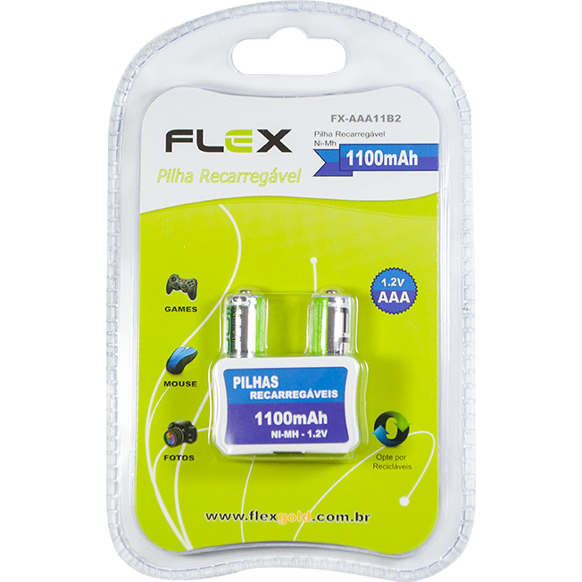 Pilha Recarregável AAA 1.2V 1100mAh (C/2 Pilhas) Flex