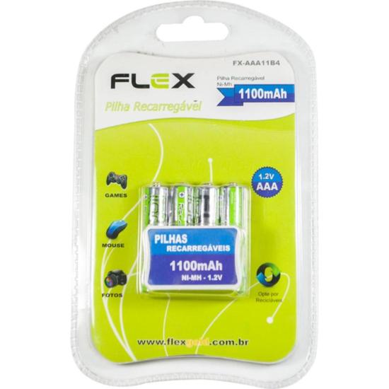 Pilha Recarregável AAA 1.2V 1100mAh (C/4 Pilhas) Flex