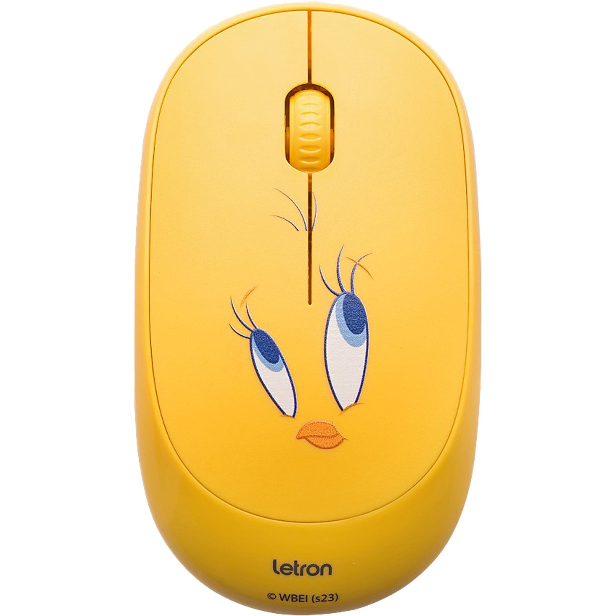 Mouse Sem Fio Letron Piu Piu 1000dpi Amarelo