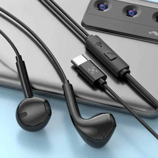 Fone de Ouvido Auricular Com Fio Tipo-C Fortrek EB210 Preto