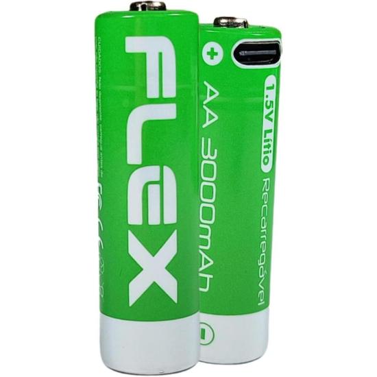 Pilha Recarregável AA 1.5V 3000mAh (C/2 Pilhas) Flex