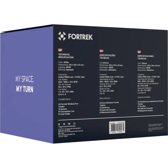 Kit Cooler Fan Wireless Fortrek Twister Unifan Branco