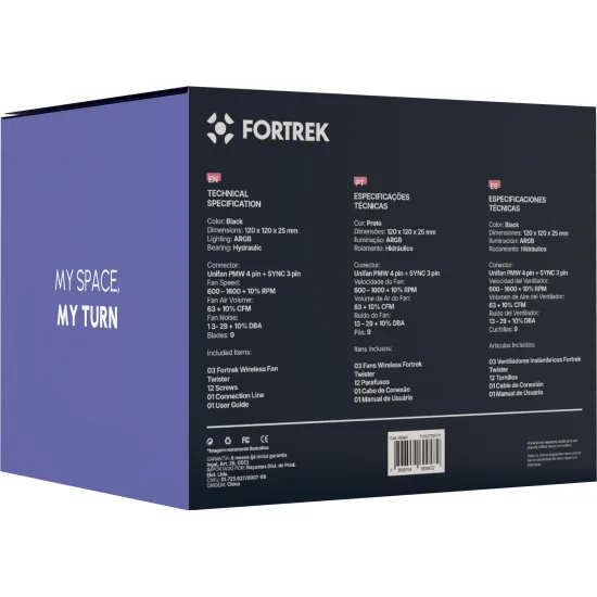 Kit Cooler Fan Wireless Fortrek Twister Unifan Preto