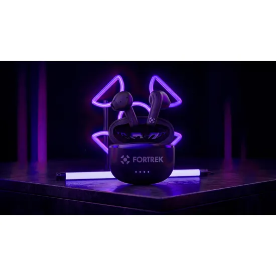 Fone de Ouvido TWS Auricular Fortrek HWS2 Bluetooth 6.0 Preto