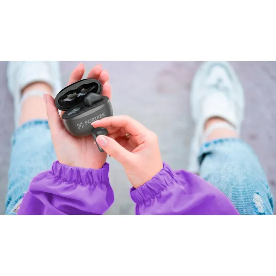 Fone de Ouvido TWS Auricular Fortrek HWS2 Bluetooth 6.0 Preto