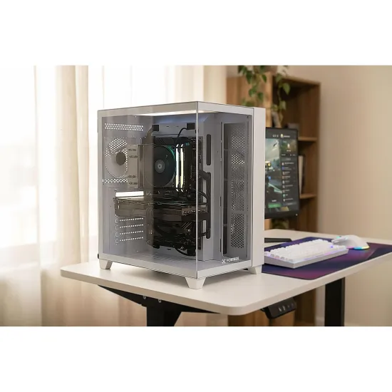 Gabinete Gamer Fortrek Clarity Full Glass Aquário Branco