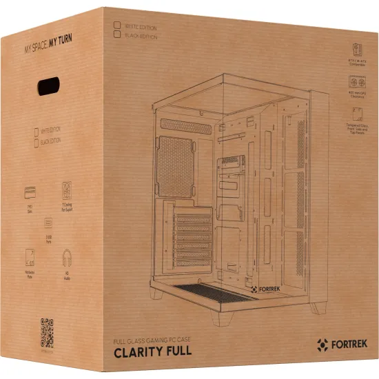 Gabinete Gamer Fortrek Clarity Full Glass Aquário Branco