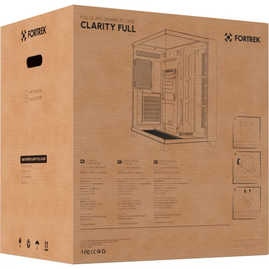 Gabinete Gamer Fortrek Clarity Full Glass Aquário Branco