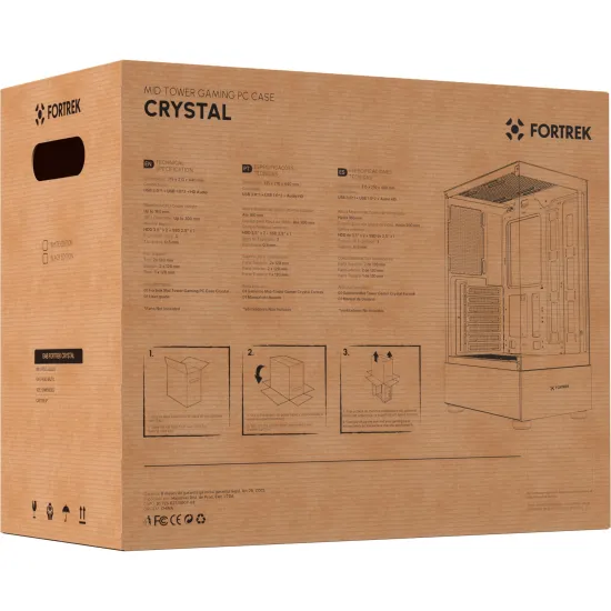 Gabinete Gamer Fortrek Crystal Mid Tower Preto