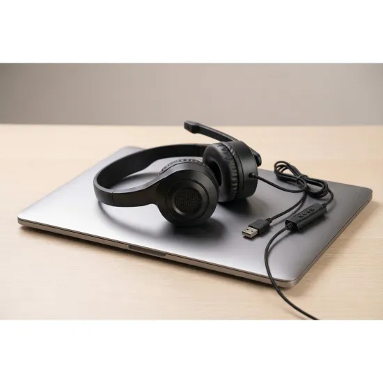Headset Office com Microfone Fortrek HBS102 USB Preto