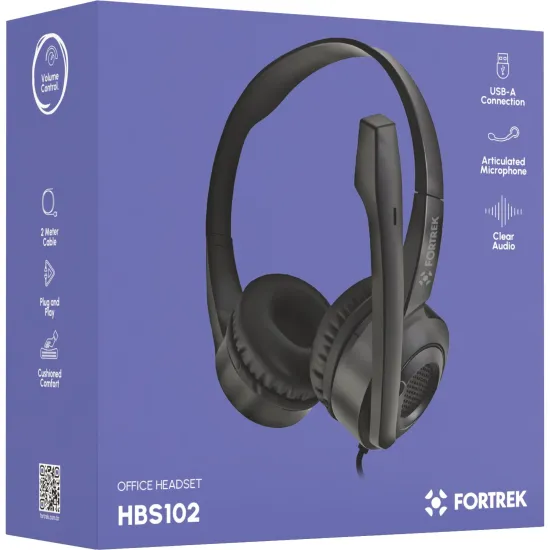 Headset Office com Microfone Fortrek HBS102 USB Preto