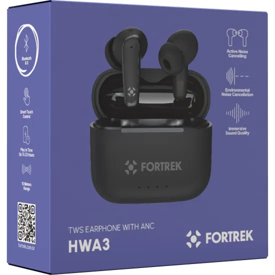 Fone de Ouvido TWS Cancelamento de Ruído Fortrek HWA3