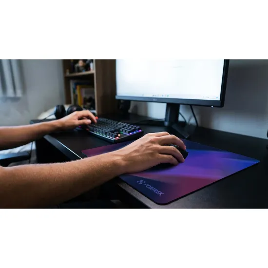 Mousepad Com Infusão de Vidro Fortrek Quickglass PRO Preto