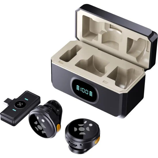 Microfone de Lapela Sem Fio Fortrek LP101 USB-C 2.4 GHz Preto