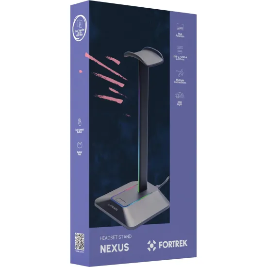Suporte Para Headset RGB com Hub USB 2 entradas Fortrek Nexus
