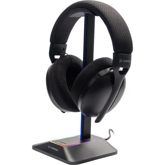 Suporte Para Headset RGB com Hub USB 2 entradas Fortrek Nexus