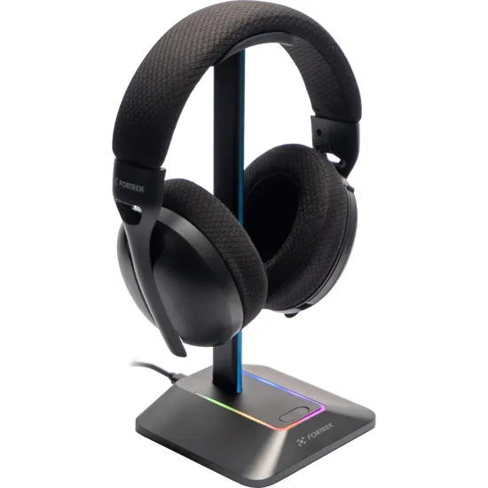 Suporte Para Headset RGB com Hub USB 2 entradas Fortrek Nexus