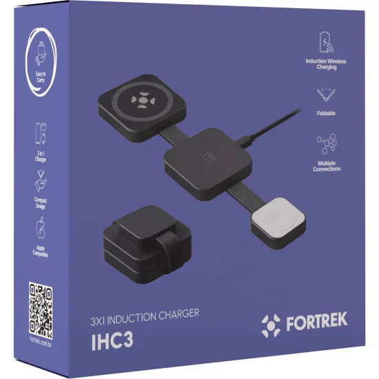 Carregador por Indução Fortrek IHC3 3 em 1 Dobrável