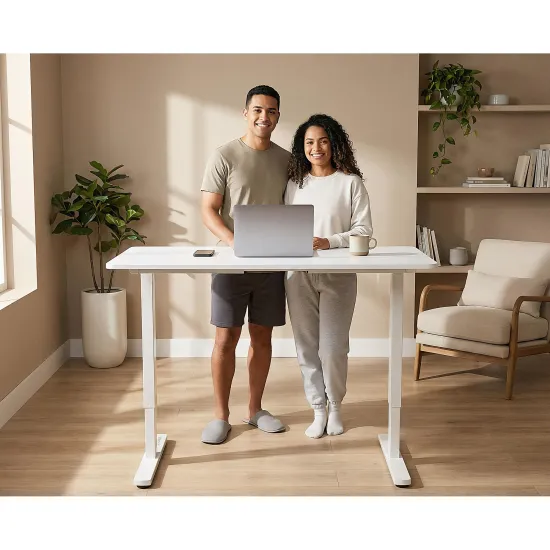 Mesa Elétrica Altura Ajustável Motor único Fortrek Lift Branca 120×60