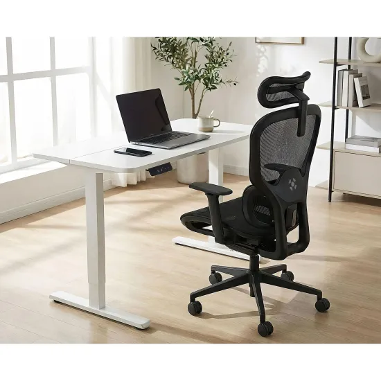 Mesa Elétrica Altura Ajustável Motor único Fortrek Lift Branca 120×60