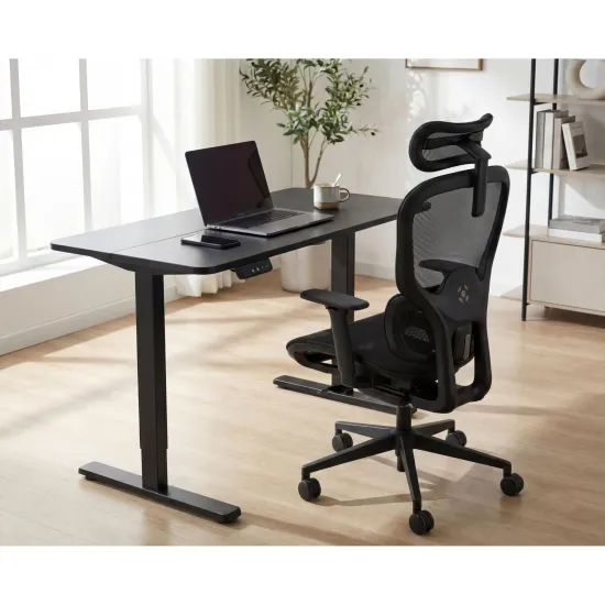 Mesa Elétrica Altura Ajustável Motor único Fortrek Lift Preta 120×60