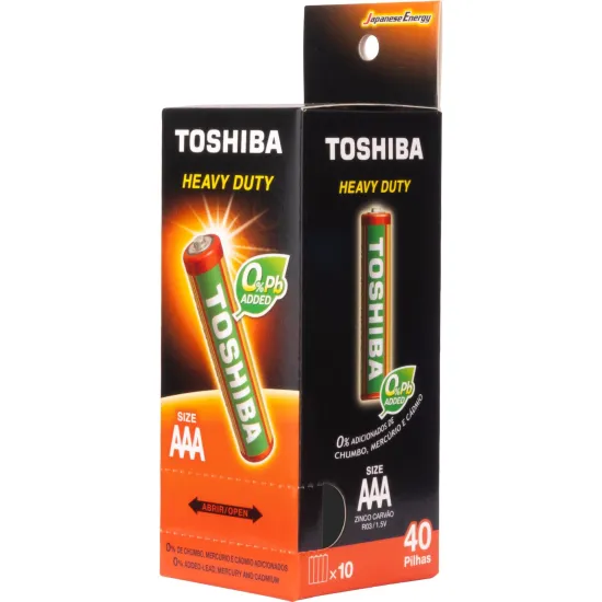 Pilha Zinco Toshiba Heavy Duty AAA Tubo (C/40 Pilhas)