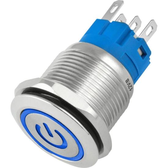 Chave Anti Vandalismo Led Azul On/Off Prata Storm