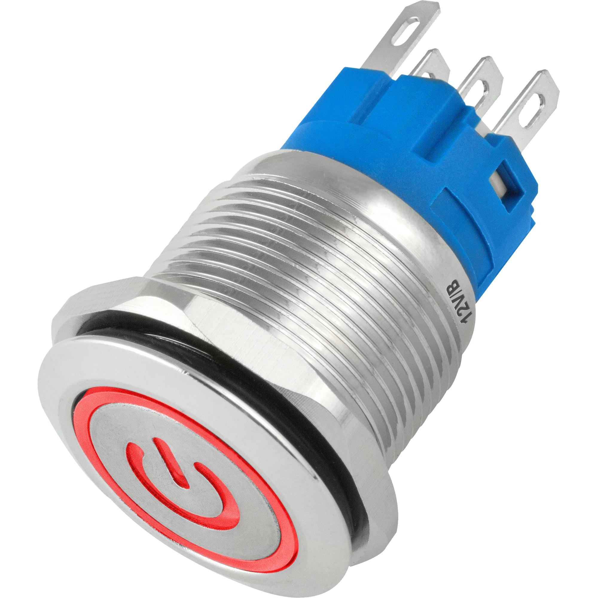 Chave Anti Vandalismo Led Vermelho On/Off Prata Storm