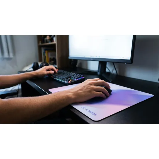 Mousepad Com Infusão de Vidro Fortrek Quickglass PRO Branco