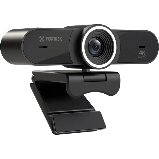 Webcam Vision 40 Fortrek 4K Ultra HD Com Ring Light Para Videochamadas