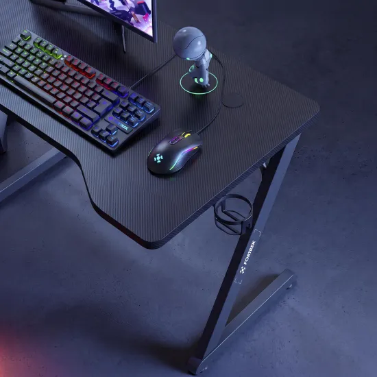 Mesa Gamer Fortrek Ascent Com Suporte Para Copos e Headset Preta