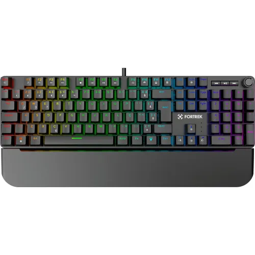 Teclado Gamer Fortrek Pulse Com Apoio de Pulso Magnético ARGB Preto