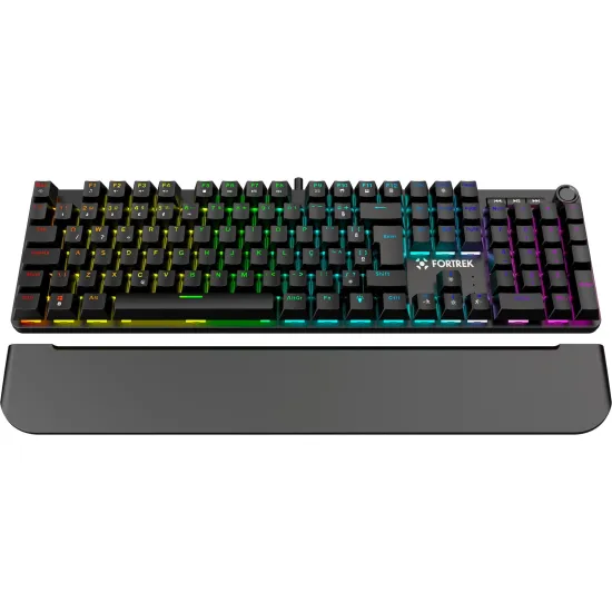 Teclado Gamer Fortrek Pulse Com Apoio de Pulso Magnético ARGB Preto