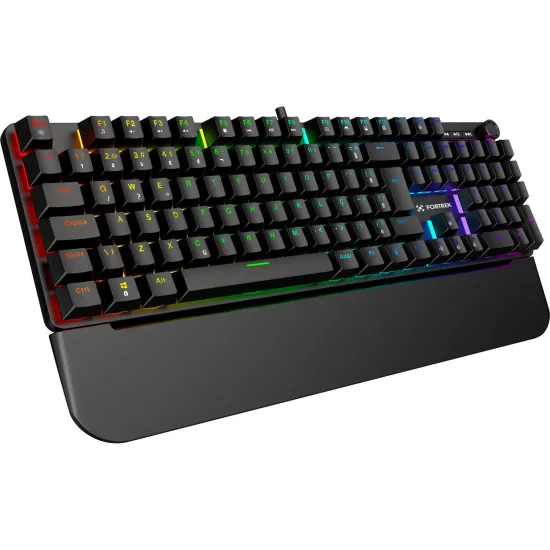 Teclado Gamer Fortrek Pulse Com Apoio de Pulso Magnético ARGB Preto