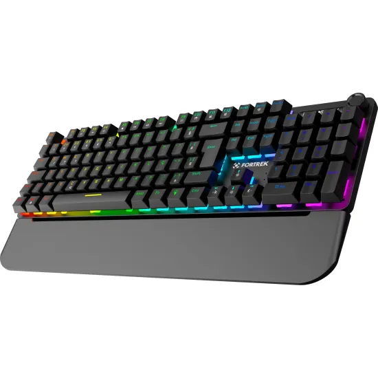 Teclado Gamer Fortrek Pulse Com Apoio de Pulso Magnético ARGB Preto