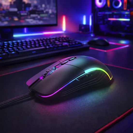 Mouse Gamer Fortrek Gunner Rainbow 3600 DPI Preto