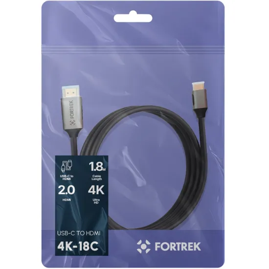 Cabo USB-C Para HDMI Fortrek 4K-18C 60Hz 1,8m