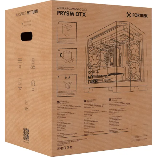 Gabinete Gamer Fortrek Prysm Angular OTX Aquário Preto