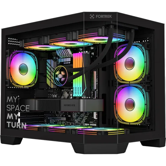 Gabinete Gamer Fortrek Prysm Angular OTX Aquário Preto