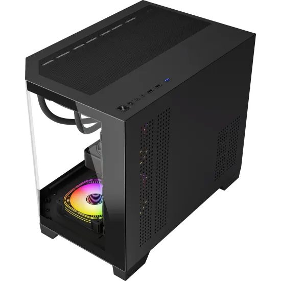 Gabinete Gamer Fortrek Prysm Angular OTX Aquário Preto
