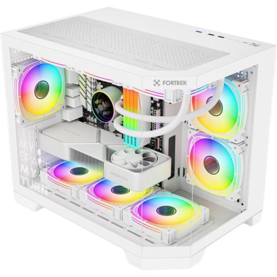 Gabinete Gamer Fortrek Prysm Angular OTX Aquário Branco