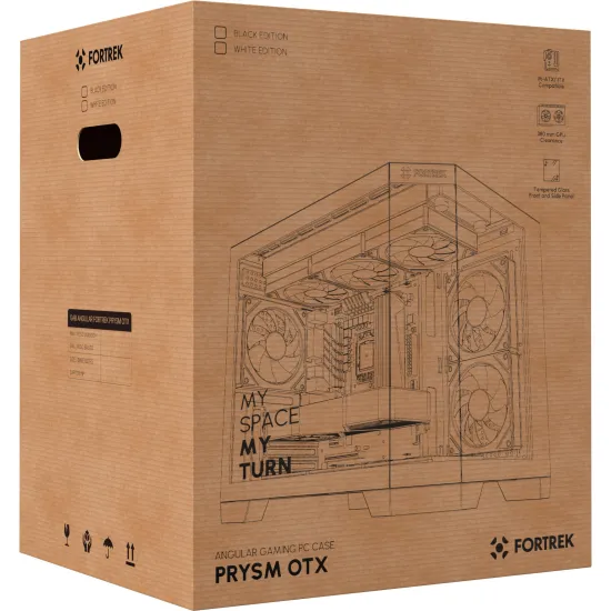Gabinete Gamer Fortrek Prysm Angular OTX Aquário Branco